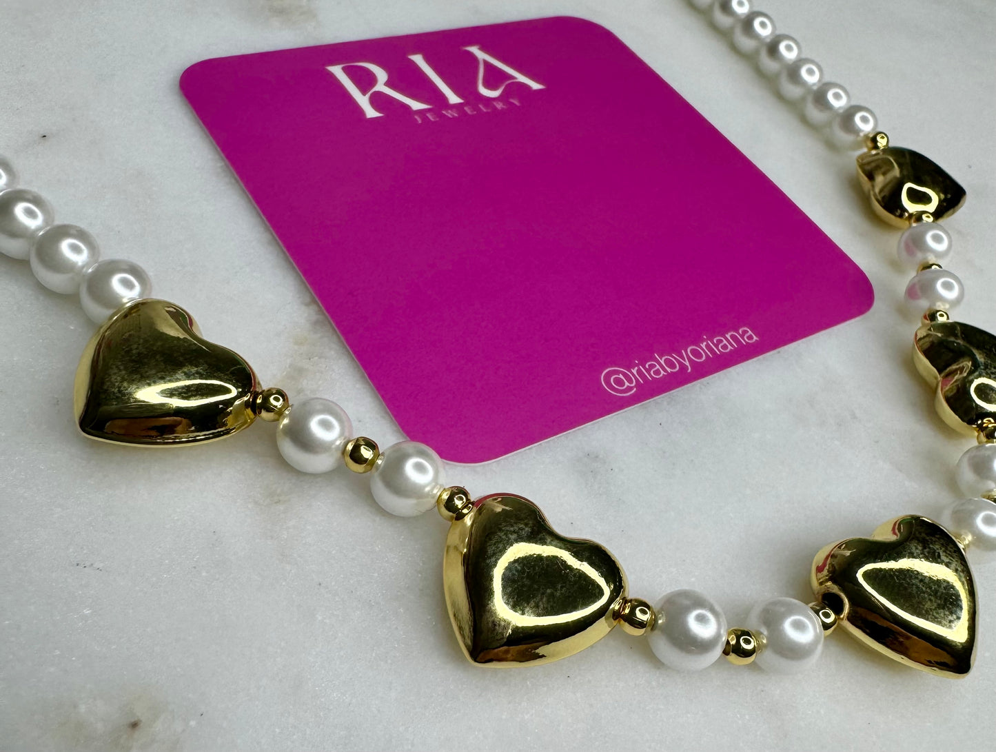 Five Hearts Pearls Necklace