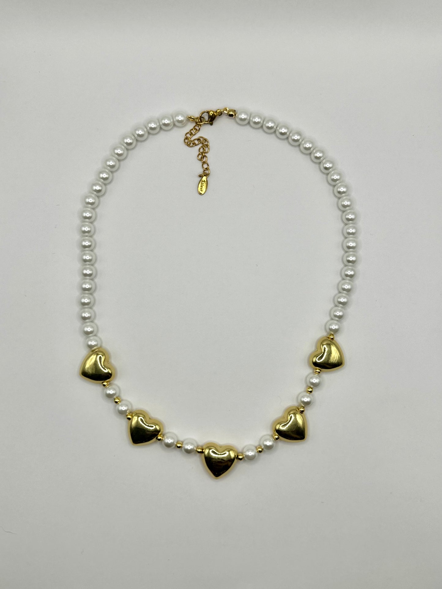 Five Hearts Pearls Necklace