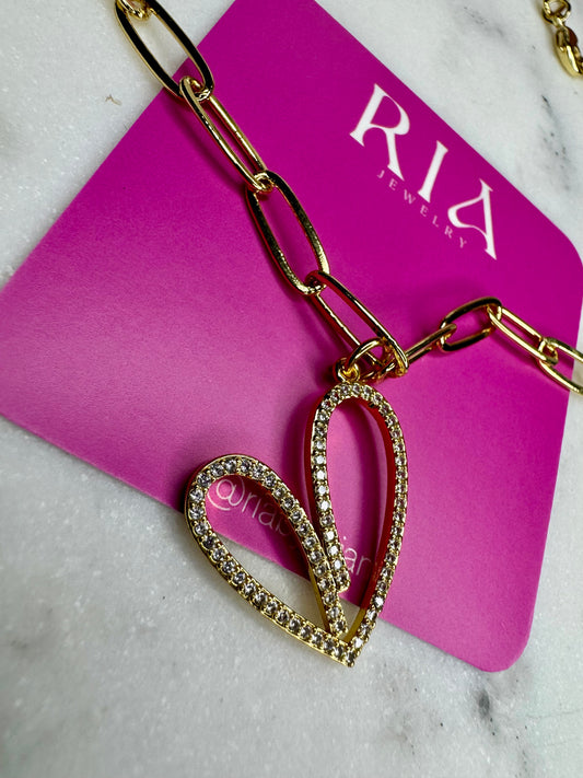 Pave Modern Heart Paperclip